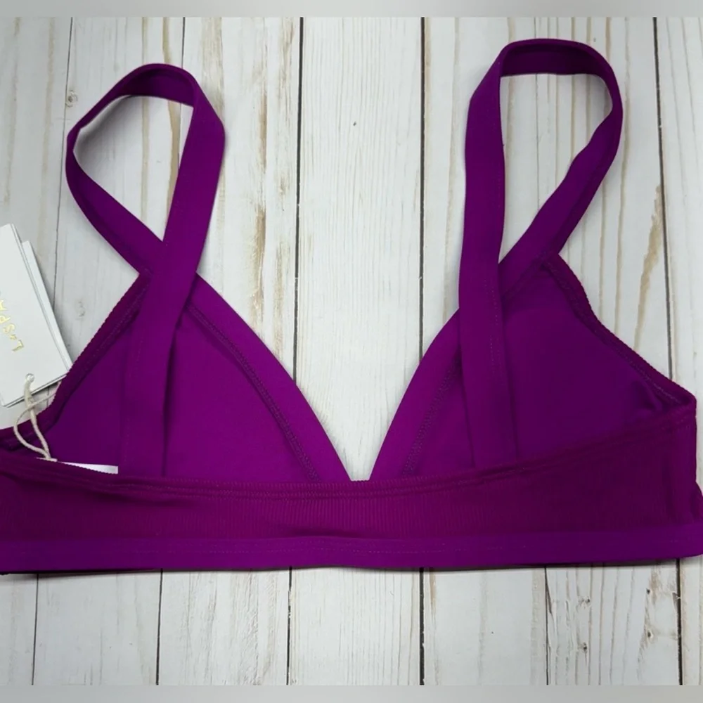 L*Space Berry Farrah Ribbed Bikini Swimsuit Top Size Small